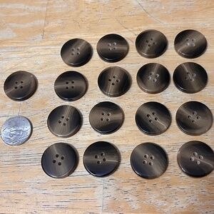Vintage Sewing Buttons Dark Brown With Swirl Grain Look Lot of 17